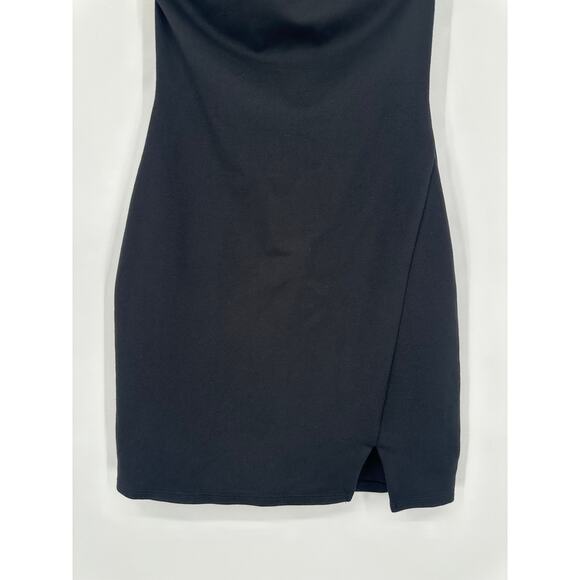 Lovers + Friends Keely One Shoulder Mini Dress Jersey Slit Bodycon, Black - Picture 7 of 15